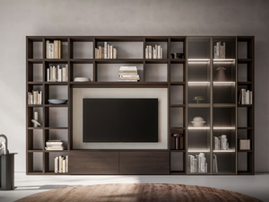 LUXURY - Open sectional wooden bookcase - Cabinet by Santalucia Mobili