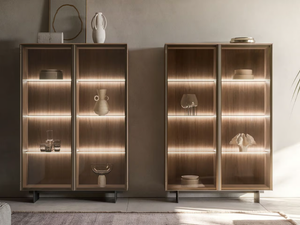 LUXURY - Sectional wooden display cabinet with integrated lighting - Cabinet by Santalucia Mobili