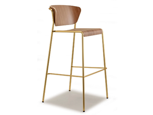 LISA WOOD - Stackable high wooden stool with back - Stool by SCAB DESIGN