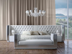IMPERO - Leather bed with tufted headboard - Bed frame by Scandal