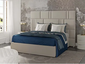 MYFAIR - Nabuk double bed with upholstered headboard - Bed frame by Scandal