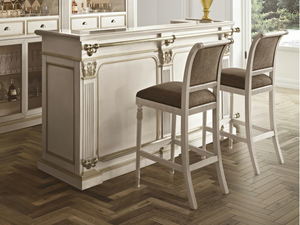 TIMELESS SE 129/B - High upholstered wooden stool with footrest - Stool by SCAPPINI & C
