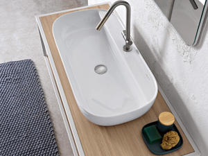 GLAM - Countertop rectangular ceramic washbasin - Washbasin by Scarabeo Ceramiche