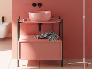 LAILA - Metal vanity unit with drawers - Washbasin cabinet by Scarabeo Ceramiche