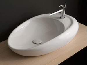 MOAI - Countertop oval ceramic washbasin - Washbasin by Scarabeo Ceramiche