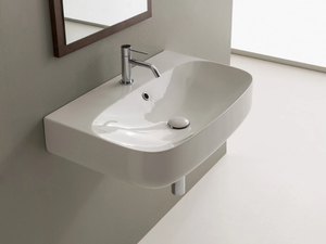 MOON - Wall-mounted ceramic washbasin - Washbasin by Scarabeo Ceramiche