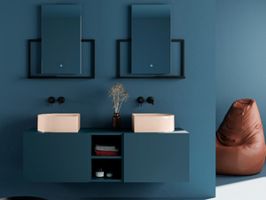 PICTURE - Wall-mounted double vanity unit - Washbasin cabinet by Scarabeo Ceramiche