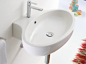 PLANET - Wall-mounted oval ceramic washbasin - Washbasin by Scarabeo Ceramiche