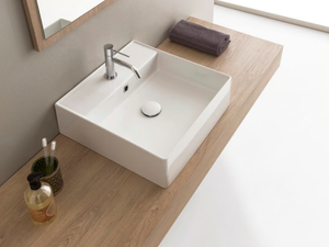 TEOREMA 2.0 - Countertop rectangular ceramic washbasin - Washbasin by Scarabeo Ceramiche