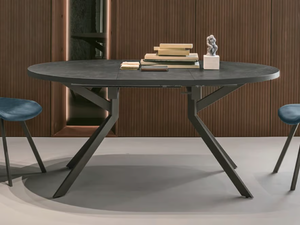 OLIMPO - Extending round table with concrete top - Table by Sedit