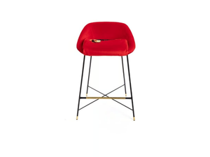 REVOLVER - High upholstered stool with back - Stool by Seletti