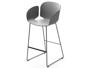 NEST - Sled base high polypropylene stool with armrests - Stool by SELLEX