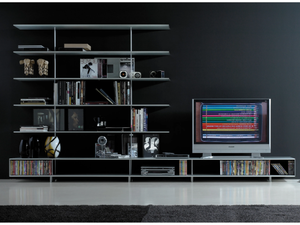 ZUMM - Open aluminium bookcase with TV stand - Cabinet by SELLEX