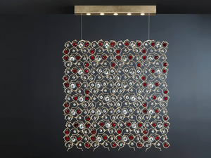 DIAMOND PERSA SQAURE - Halogen bronze pendant lamp with crystals - Ceiling lamp by Serip