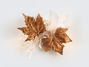 FOLIO LEAVES DOUBLE COUPLE - LED handmade bronze wall light - Wall lamp by Serip