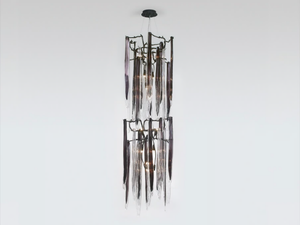 WATERFALL STRAW TWIN - Handmade bronze pendant lamp - Ceiling lamp by Serip