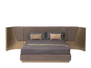 BOSTON - Leather double bed with upholstered headboard - Bed frame by Shake