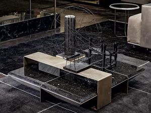 BROK - Low Nero Marquina marble coffee table - Coffee table by Shake