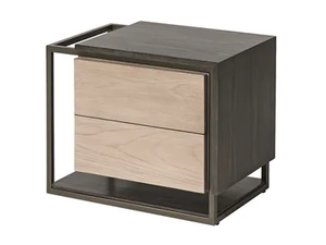 CUBIC - Rectangular wooden bedside table with drawers - Side table by Shake