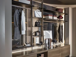 INFINITY - Sectional wooden walk-in wardrobe with integrated lighting - wardrobe by Shake