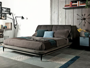 LEE - Wooden double bed with upholstered headboard - Bed frame by Shake
