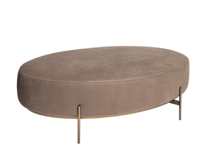 SOHO - Upholstered oval leather pouf - Pouf by Shake