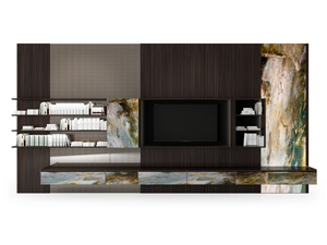 BLADE DAY SYSTEM - Ebony TV wall system - Cabinet by Sicis