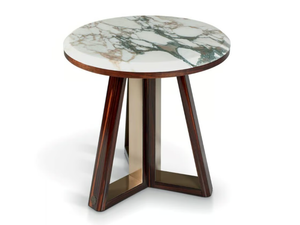 RAY - Round Calacatta marble and wood coffee table - Coffee table by Sicis