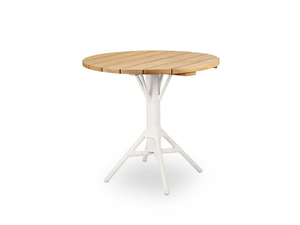 NICOLE - Round aluminium and wood table with 4-star base - Table by Sika Design
