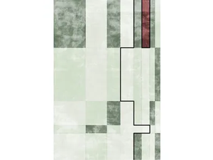 FACE RELOADED GREEN - Custom handmade Bamboo silk rug with geometric shapes - Rug by Sirecom Tappeti