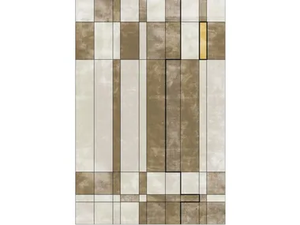 FACE RELOADED MARKED TOBACCO - Custom handmade Bamboo silk rug with geometric shapes - Rug by Sirecom Tappeti