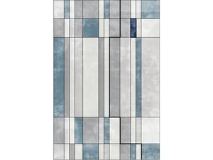 FACE RELOADED MARKED WARM - Custom handmade Bamboo silk rug with geometric shapes - Rug by Sirecom Tappeti