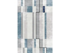 FACE RELOADED WARM - Custom handmade Bamboo silk rug with geometric shapes - Rug by Sirecom Tappeti