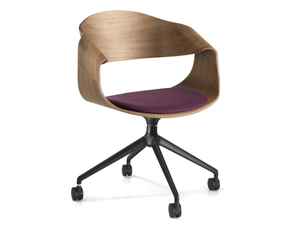 CHANTAL - Trestle-based swivel multi-layer wood chair with castors - Chair by SITIA