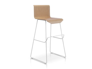 SLIDE - High oak stool with footrest - Stool by SITIA