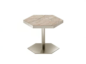 MADISON - Hexagonal metal coffee table with marble top - Coffee table by Siwa Soft Style