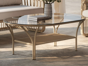 ELISA - Oval wood and glass high side table - Side table by SNOC