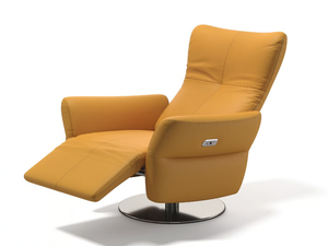 RIVELLO - Swivel leather armchair with armrests - Armchair by Sofanella