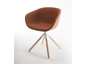 MAYA 4T UP - Trestle-based tanned leather chair with armrests - Chair by SOFTLINE 1979