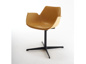 NITA A CR - With 4-spoke base tanned leather chair with armrests - Chair by SOFTLINE 1979