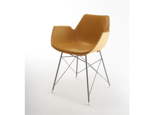 NITA A TRC - Tanned leather chair with armrests and metal legs - Chair by SOFTLINE 1979