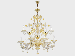 CA' REZZONICO GOLD - Murano glass chandelier - Ceiling lamp by Sogni Di Cristallo