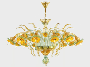 VAN GOGH SUNFLOWERS DELUXE - Murano glass ceiling lamp - Ceiling lamp by Sogni Di Cristallo