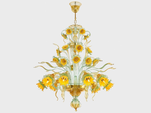VAN GOGH SUNFLOWERS - Murano glass chandelier - Ceiling lamp by Sogni Di Cristallo