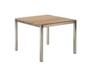 CLASSIC STAINLESS STEEL - Square stainless steel and wood garden table - Table by Solpuri