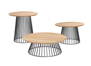 GRID - Round teak garden side table - Side table by Solpuri