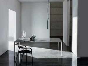SLIM RECTANGULAR - Rectangular glass and aluminium table - Table by Sovet italia