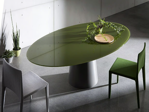 TOTEM - Oval crystal and stainless steel table - Table by Sovet italia