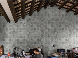 FLOWER STAMP WPN 116 - Motif panoramic wallpaper - Wallpaper by Spaghetti Wall