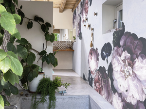 MIRROR FLOWER, WATER MOON WPN 418 - Panoramic wallpaper with floral pattern - Accessories by Spaghetti Wall